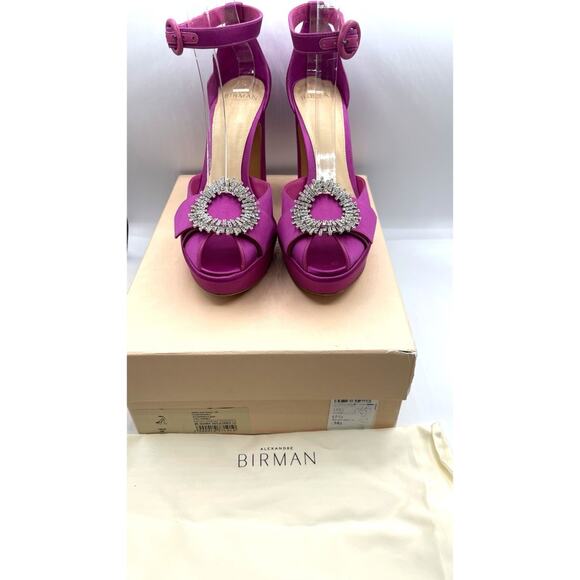 Alexandre Birman Madelina Curve 120 Pink Crystal Platform Heels Size 38 - Picture 3 of 10